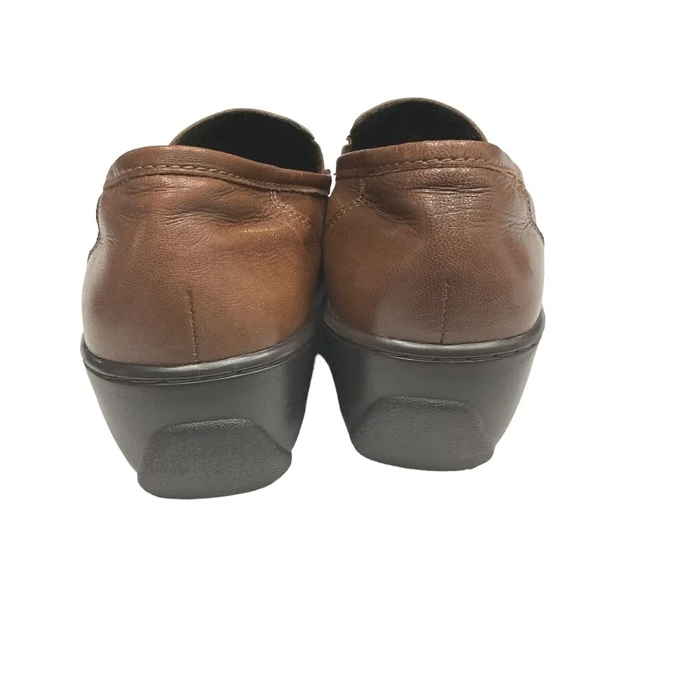 Aravon‎ Kiley Floral Cut Out Leather Loafers Slip on Shoes Brown Size 9.5 2A